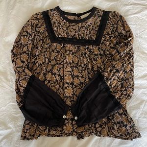 Cleobella Harley blouse, black floral size small.